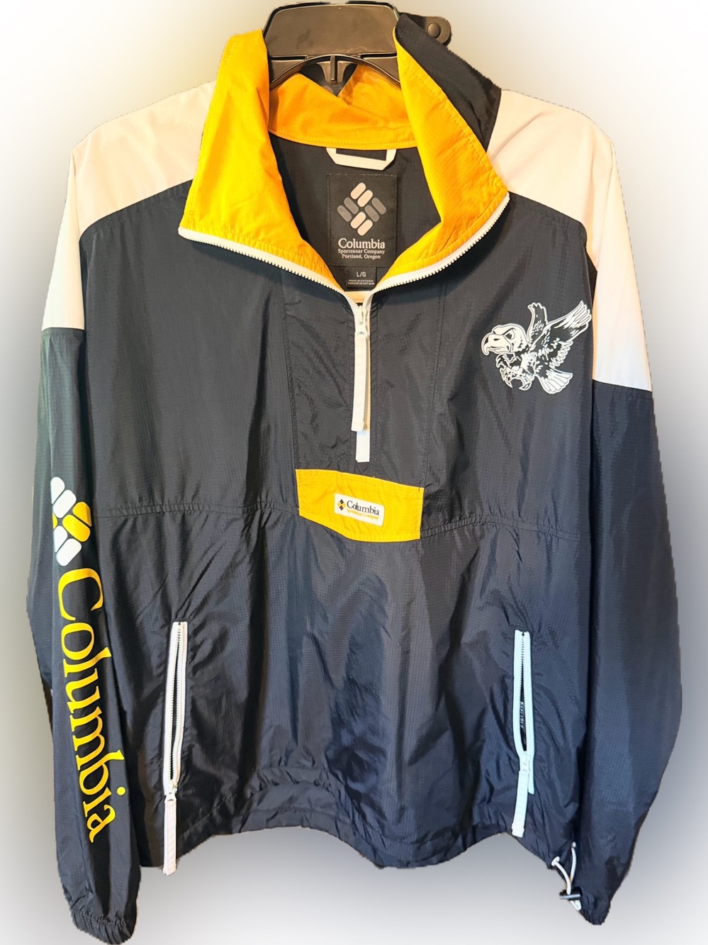 Columbia black, Yellow & White Pullover Windbreaker